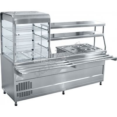 Прилавок-витрина Abat ПВХМ-70КМУ нерж., витрина слева - купить в интернет-магазине OCEAN-WAVE.ru