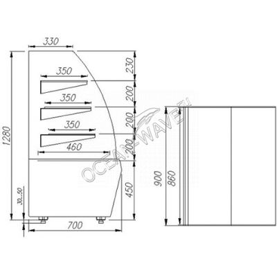 Витрина кондитерская Carboma ВХСв-0,9д Люкс - купить в интернет-магазине OCEAN-WAVE.ru