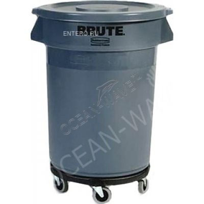 Контейнер для мусора Rubbermaid Brute FG263200GRAY (с крышкой и подставкой на колесах) - купить в интернет-магазине OCEAN-WAVE.ru